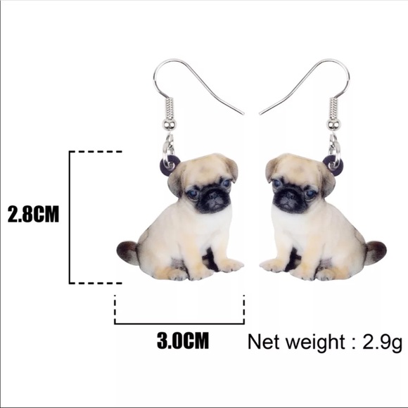 Puppy Pug Dog Acrylic Earrings - Picture 5 of 5